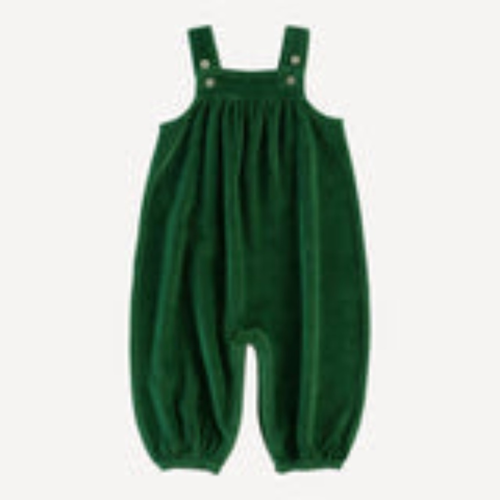 Kate Quinn Oliver jumpsuit | emerald | organic cotton velour | 12-18m